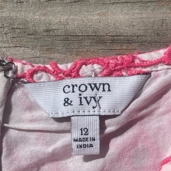Crown & Ivy Embroidered Pink and White Floral Mini Dress Size 12 - Picture 6 of 10